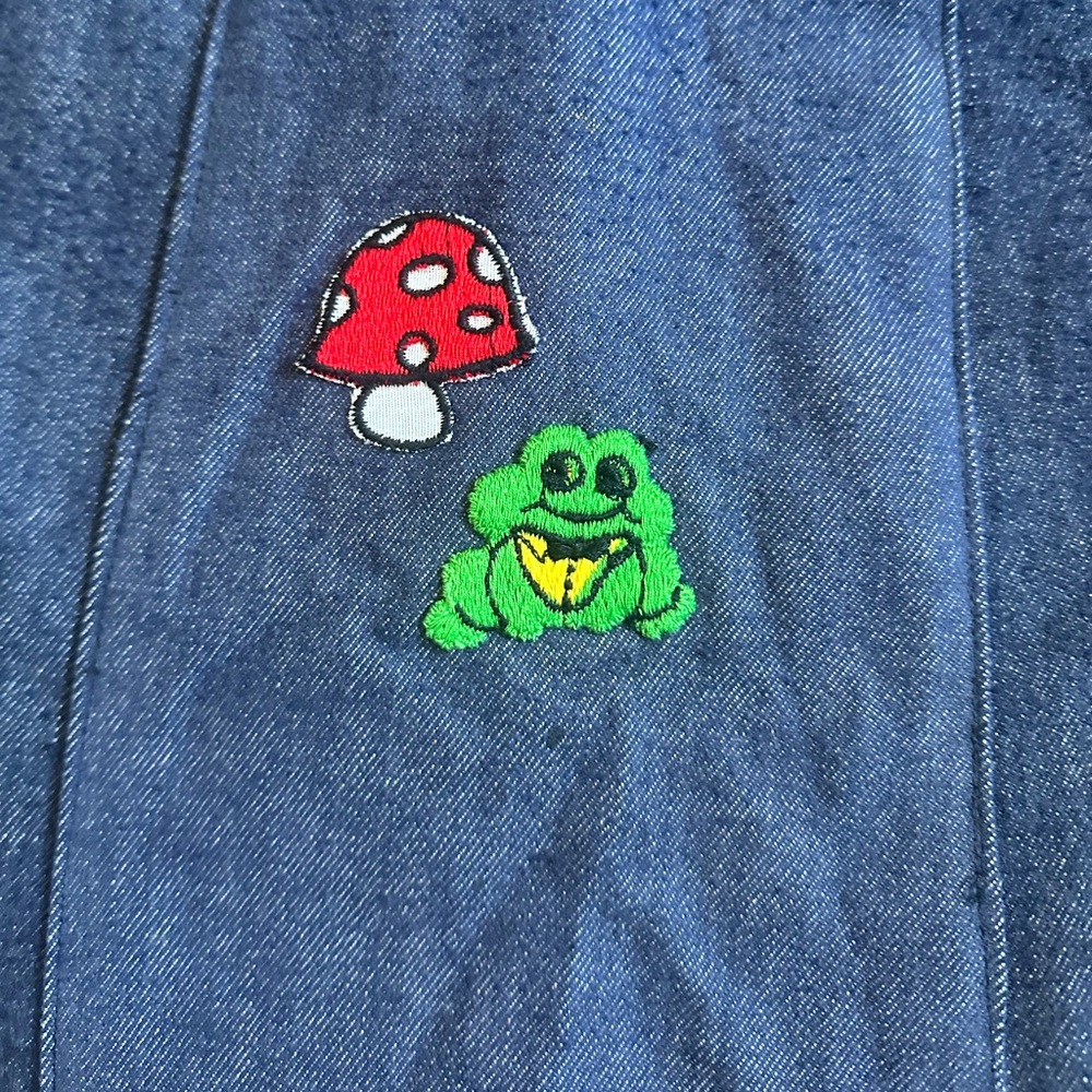 Vintage Mushroom and Frog Denim Skirt - Picture 3 of 8